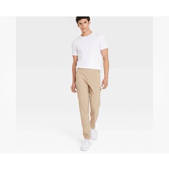 All in Motion DWR Woven Tapered Cargo Pants Stretch Khaki Mens XL NWT - Picture 1 of 7